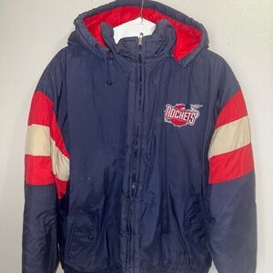 NBA Rockets Navy and Red Puffer Jacket